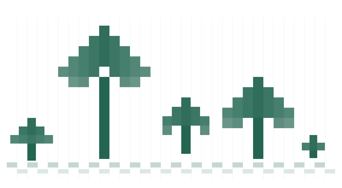 Shrubwise Data Challenge Graphic illustrating pixels of shrubs and trees.